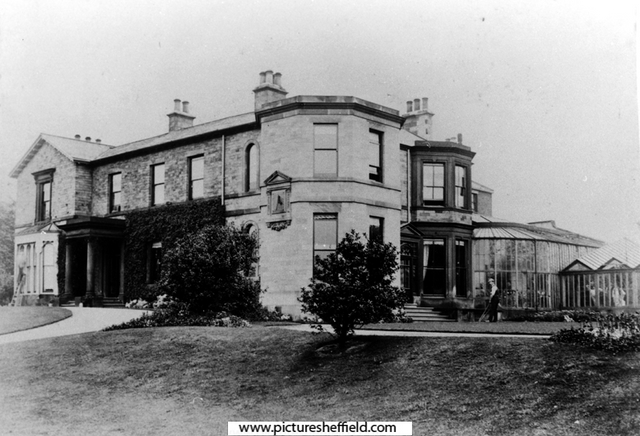 A view of Abbeyfield House showing a conservatory / glasshouse that used to be attached to the side of the building.